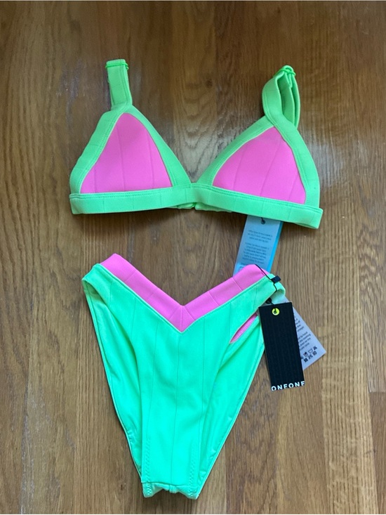 Oneone Other - OneOne neon green/pink bikini Kameron top Jesse bottoms S/XS NWT